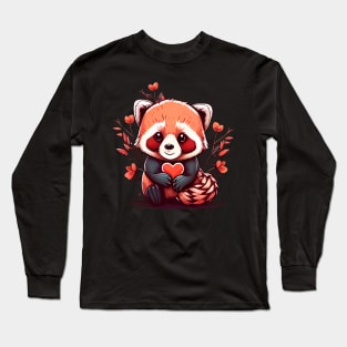 Valentine Red Panda Long Sleeve T-Shirt